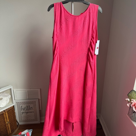 NWT IC Collection Wave Textured Knit Boat Neck Sleeveless A-Line Midi Dress Sz L - Picture 2 of 7